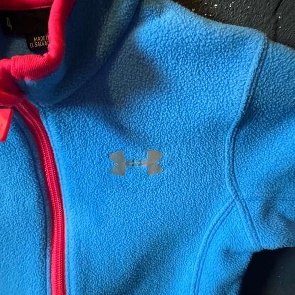 Kids Under Armour Blue Pullover with Pink Accents - Picture 3 of 4